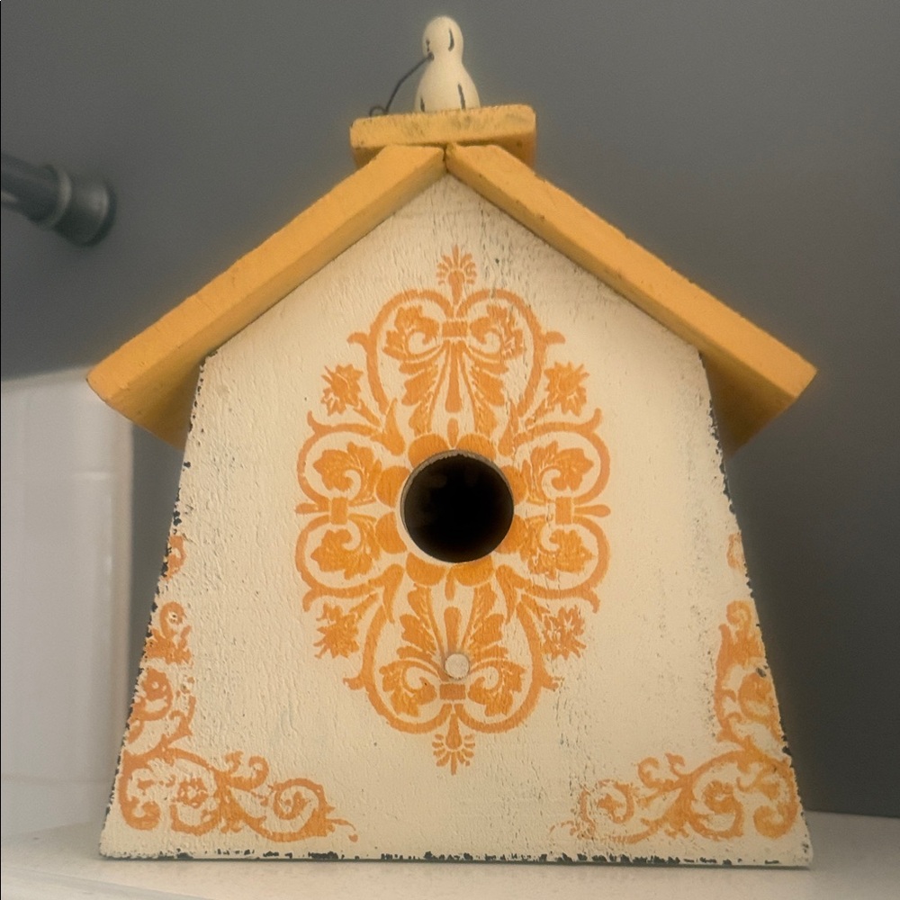 Decorative Yellow and Cream Birdhouse